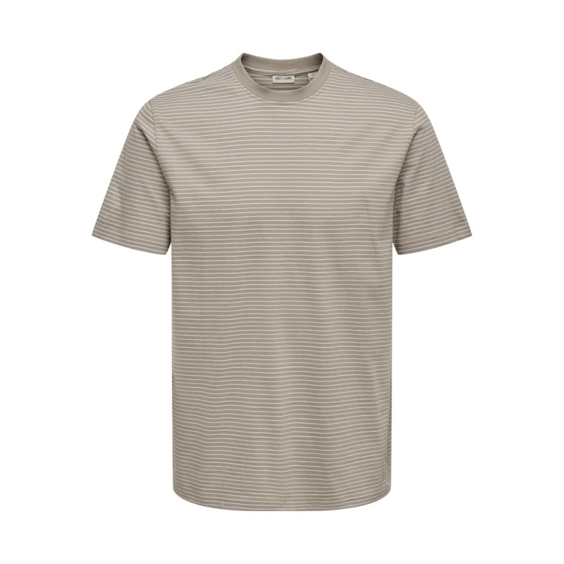 ONLY & SONS Fred Relaxed Stribet T-shirt - Desert Taupe