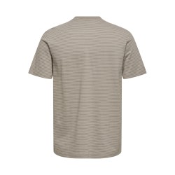 ONLY & SONS Fred Relaxed Stribet T-shirt - Desert Taupe