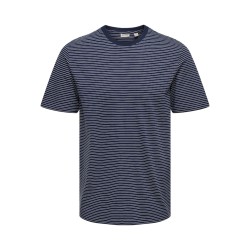 ONLY & SONS Fred Relaxed Stribet T-shirt - Navy Blazer