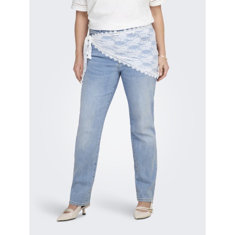 ONLY CARMAKOMA Sui MW Slim Denim Jeans - Light Blue Denim