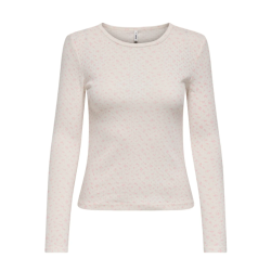 ONLY Madison L/S Rund Hals Bluse - Cloud Dancer / Flower Romance Rose