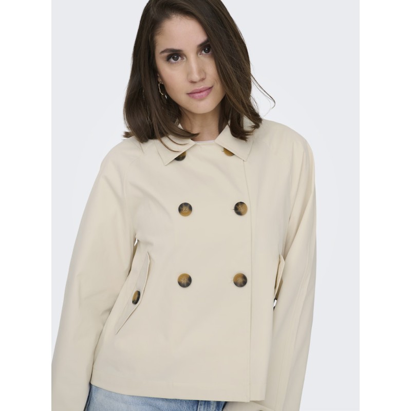 ONLY April Kort Klassisk Trenchcoat - birch