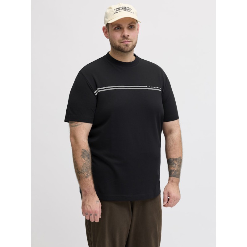 JACK & JONES Plus Fusion Chest Brand T-shirt - Sort