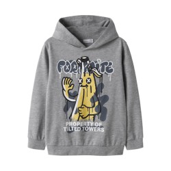 NAME IT Kids Fox Fortnite Hoodie - Grey Melange