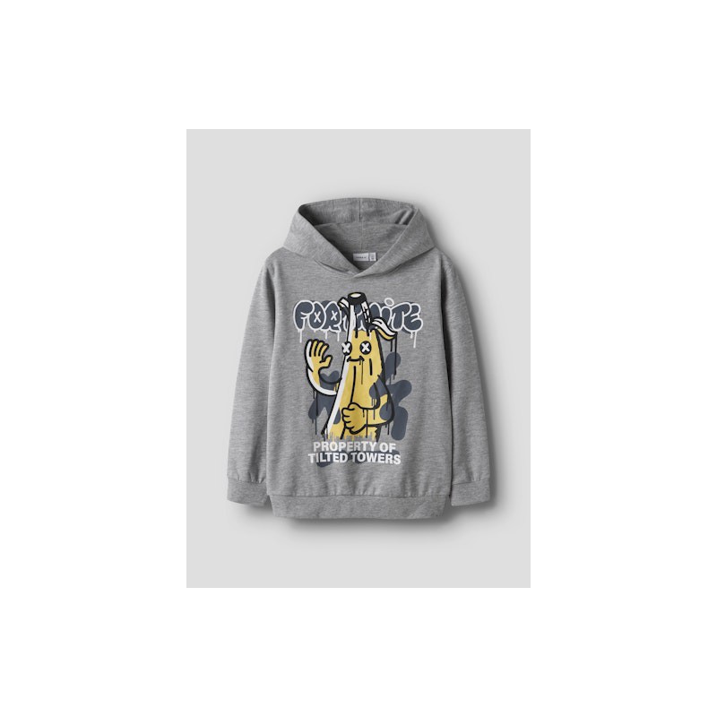 NAME IT Kids Fox Fortnite Hoodie - Grey Melange