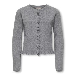 KIDS ONLY Shelda L/S Flæse Strik Cardigan - Medium Grey Melange