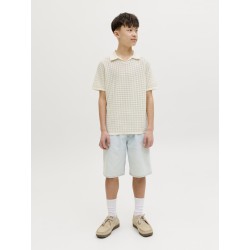 JACK & JONES Junior Tucket Split Hals Polo - Sea Salt