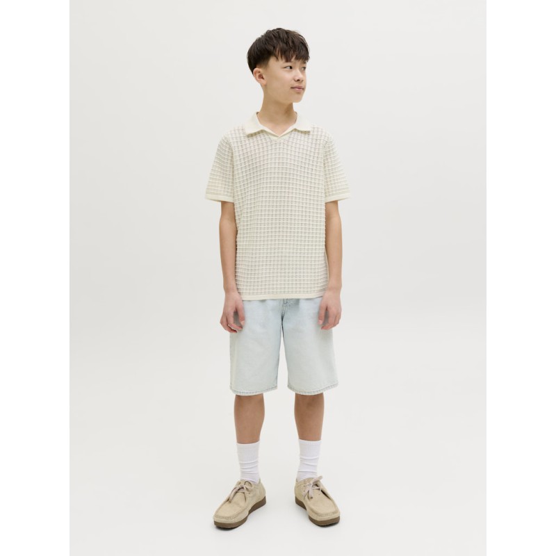JACK & JONES Junior Tucket Split Hals Polo - Sea Salt