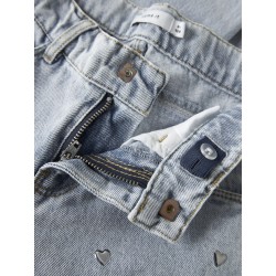 NAME IT Kids Rose Brede Hjerte Jeans - Light Blue Denim