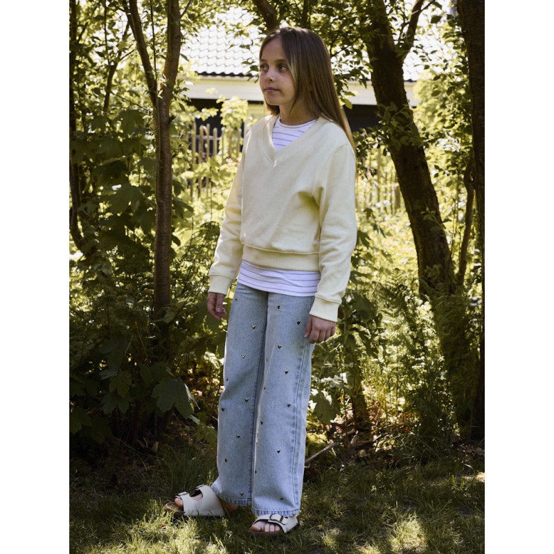 NAME IT Kids Rose Brede Hjerte Jeans - Light Blue Denim