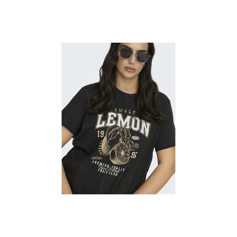 ONLY CARMAKOMA Lucy T-shirt - Sort / Fruity Lemon