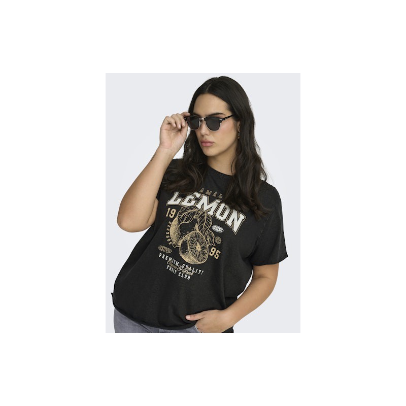 ONLY CARMAKOMA Lucy T-shirt - Sort / Fruity Lemon