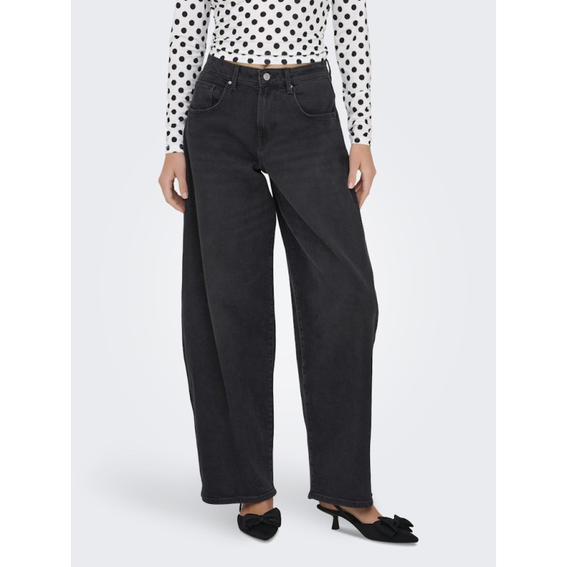 ONLY Tamy HW Barrel Denim - Washed Black