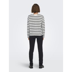 ONLY Soph L/S Stribet Bluse - Cloud Dancer / Sort