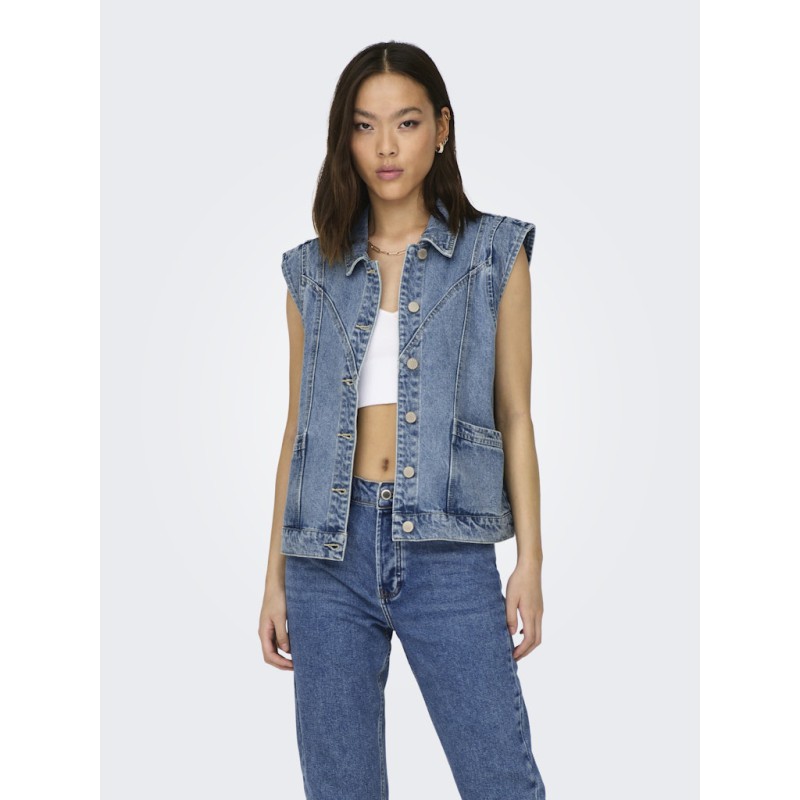 ONLY Kennedy Denim Vest - Medium Blue Denim