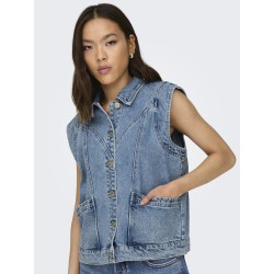 ONLY Kennedy Denim Vest - Medium Blue Denim