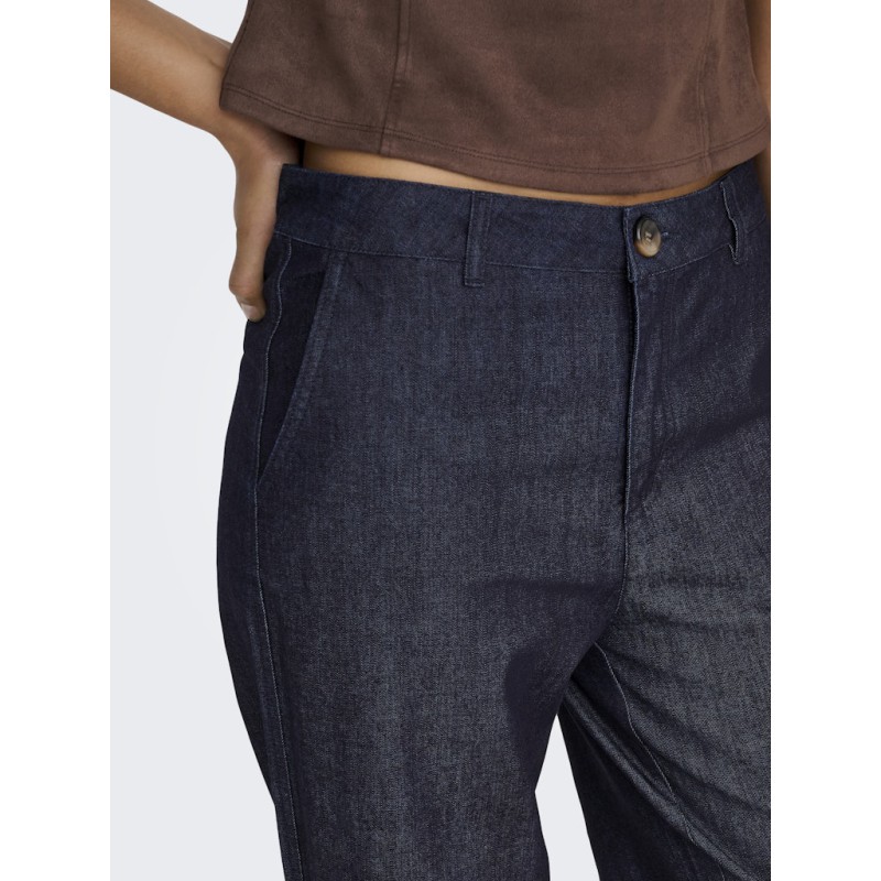 ONLY Ashby Straight Cropped Denim Jeans - Dark Blue Denim