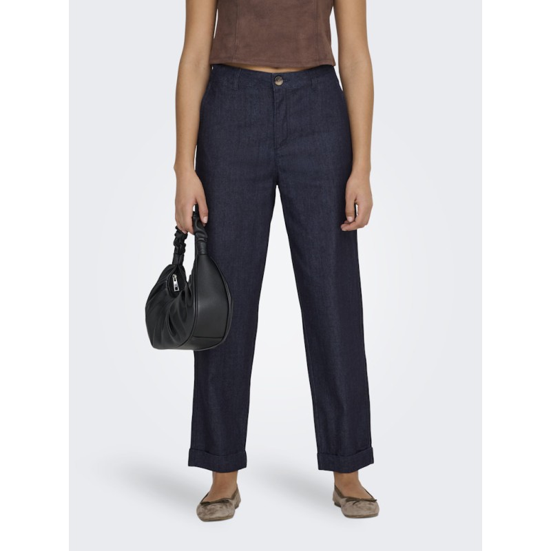 ONLY Ashby Straight Cropped Denim Jeans - Dark Blue Denim