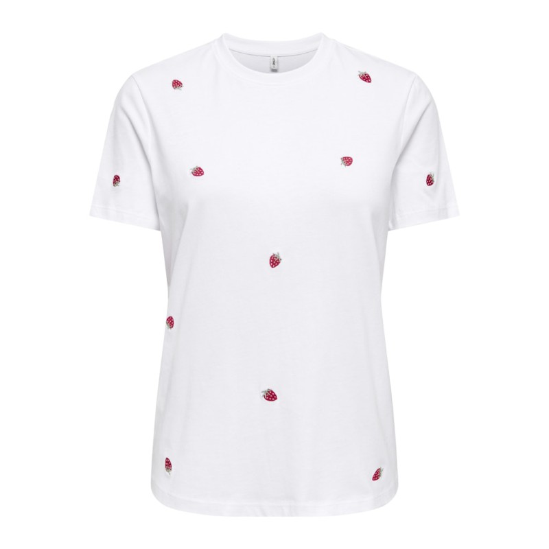 ONLY Ketty S/S T-shirt - Bright White / Strawberry