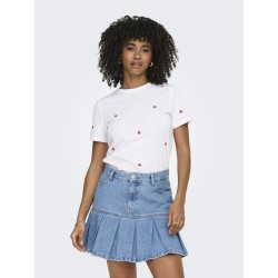ONLY Ketty S/S T-shirt - Bright White / Strawberry