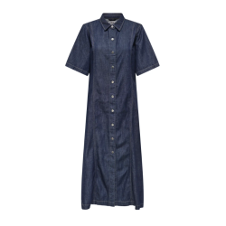 ONLY Runa S/S Midi Denim Kjole - Dark Blue Denim