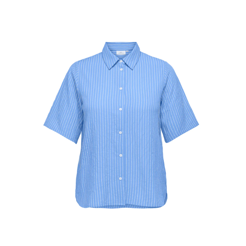 ONLY CARMAKOMA Dea S/S Stribet Skjorte - Riviera