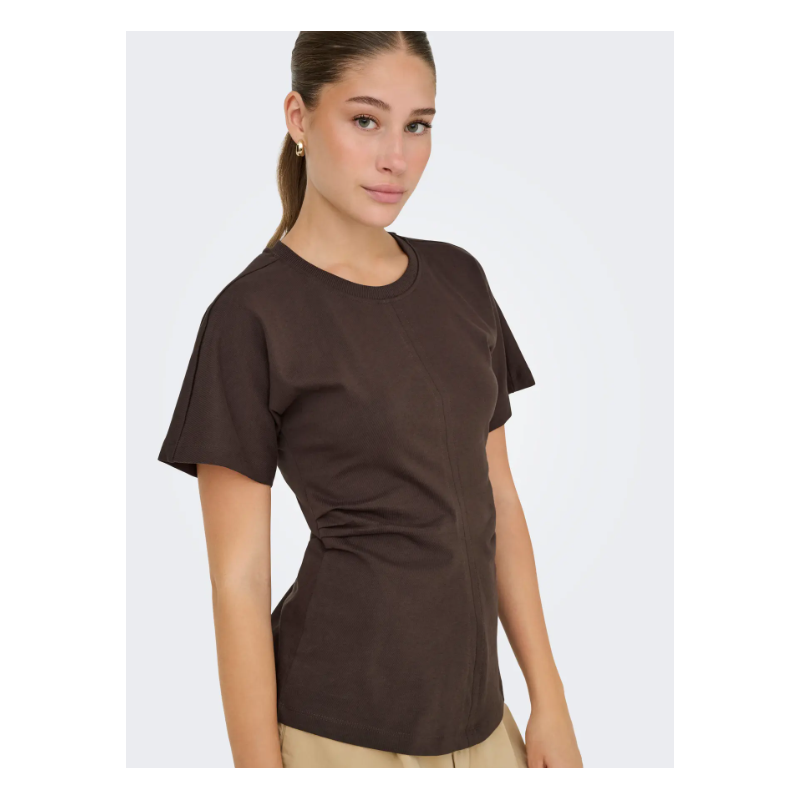 ONLY Marie Ruching T-shirt - Seal Brown