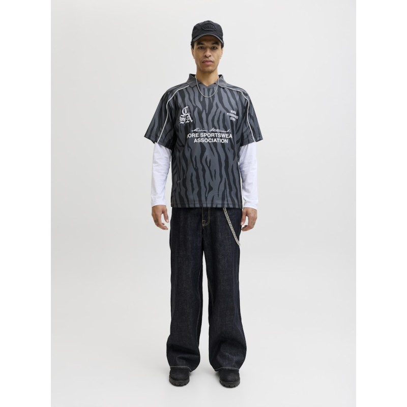 JACK & JONES Dust Piping Football T-shirt - Sort