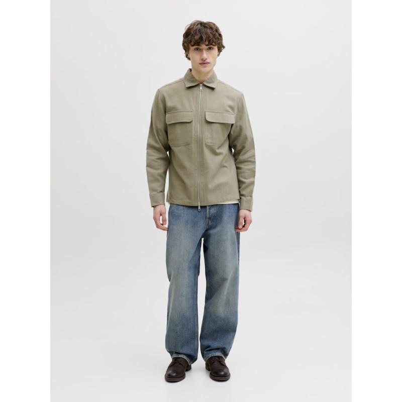 JACK & JONES Blurayle Hør L/S Lynlås Skjorte - Mermaid