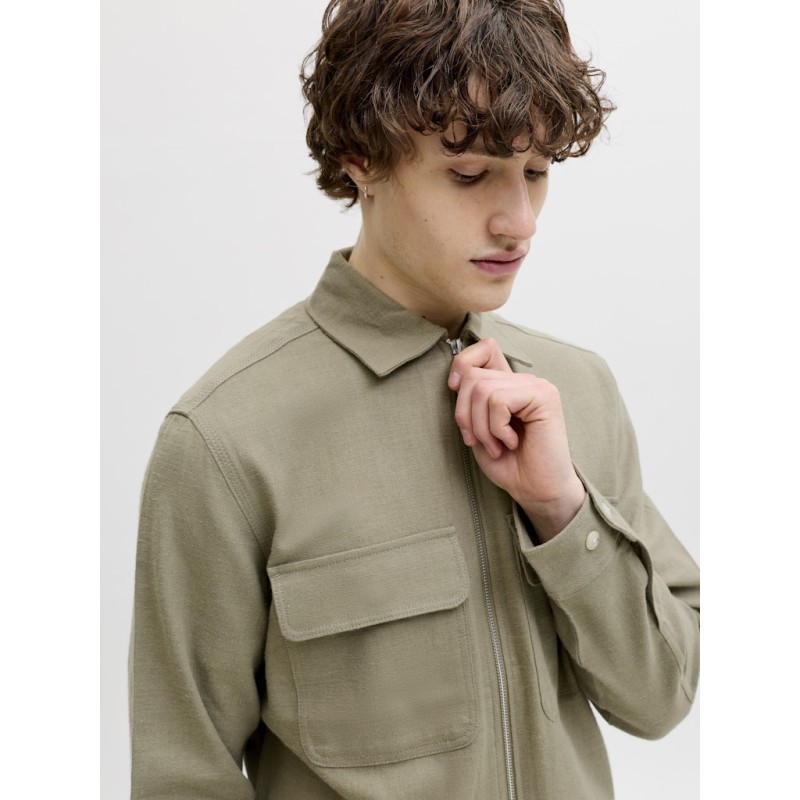 JACK & JONES Blurayle Hør L/S Lynlås Skjorte - Mermaid