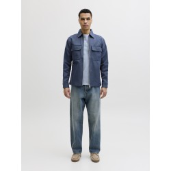 JACK & JONES Blurayle Hør L/S Lynlås Skjorte - Sky captain