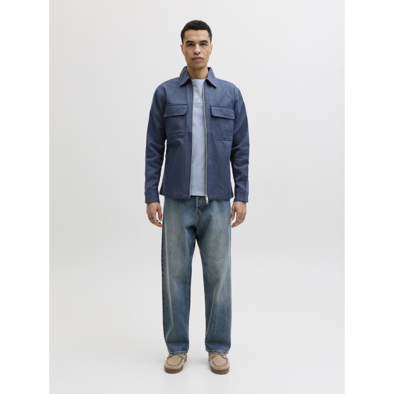 JACK & JONES Blurayle Hør L/S Lynlås Skjorte - Sky captain