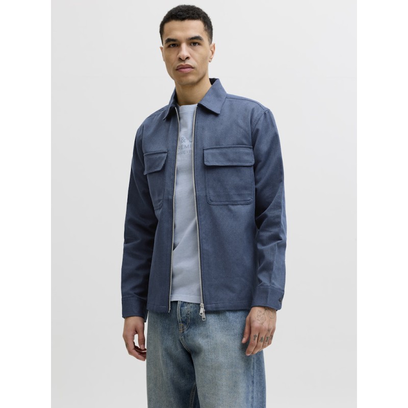 JACK & JONES Blurayle Hør L/S Lynlås Skjorte - Sky captain