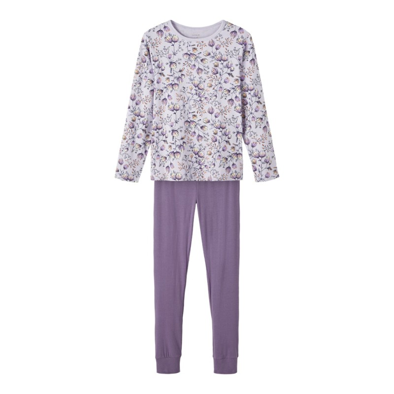 NAME IT Mini Lilla Blomster Nattøjssæt - Purple Heather