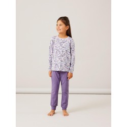 NAME IT Mini Lilla Blomster Nattøjssæt - Purple Heather