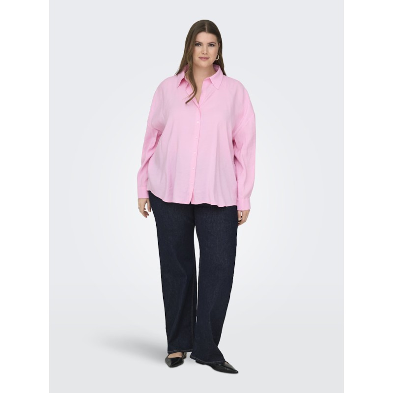ONLY CARMAKOMA Zazima L/S Loose Fit Skjorte - Pink Lady