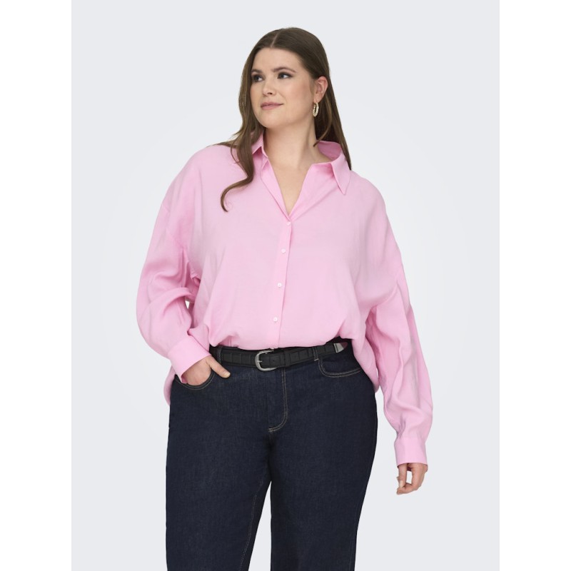 ONLY CARMAKOMA Zazima L/S Loose Fit Skjorte - Pink Lady