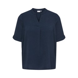 ONLY CARMAKOMA Metta S/S V-Neck Top - Navy Blazer