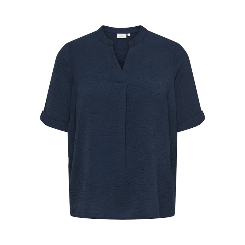 ONLY CARMAKOMA Metta S/S V-Neck Top - Navy Blazer