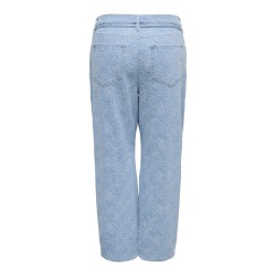 ONLY CARMAKOMA Gianna MW Straight Flower Jeans - Light Blue Denim