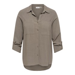 ONLY CARMAKOMA Siesta Yasmin L/S Hør Skjorte - Walnut