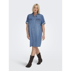 ONLY CARMAKOMA Lisa S/S Denim Kjole - Medium Blue Denim