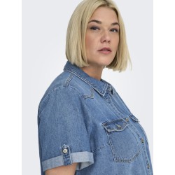 ONLY CARMAKOMA Lisa S/S Denim Kjole - Medium Blue Denim
