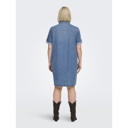 ONLY CARMAKOMA Lisa S/S Denim Kjole - Medium Blue Denim