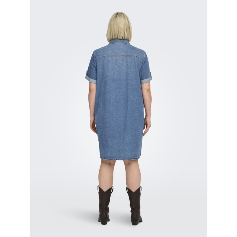 ONLY CARMAKOMA Lisa S/S Denim Kjole - Medium Blue Denim