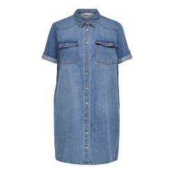 ONLY CARMAKOMA Lisa S/S Denim Kjole - Medium Blue Denim