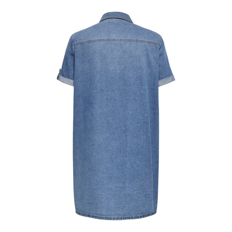 ONLY CARMAKOMA Lisa S/S Denim Kjole - Medium Blue Denim