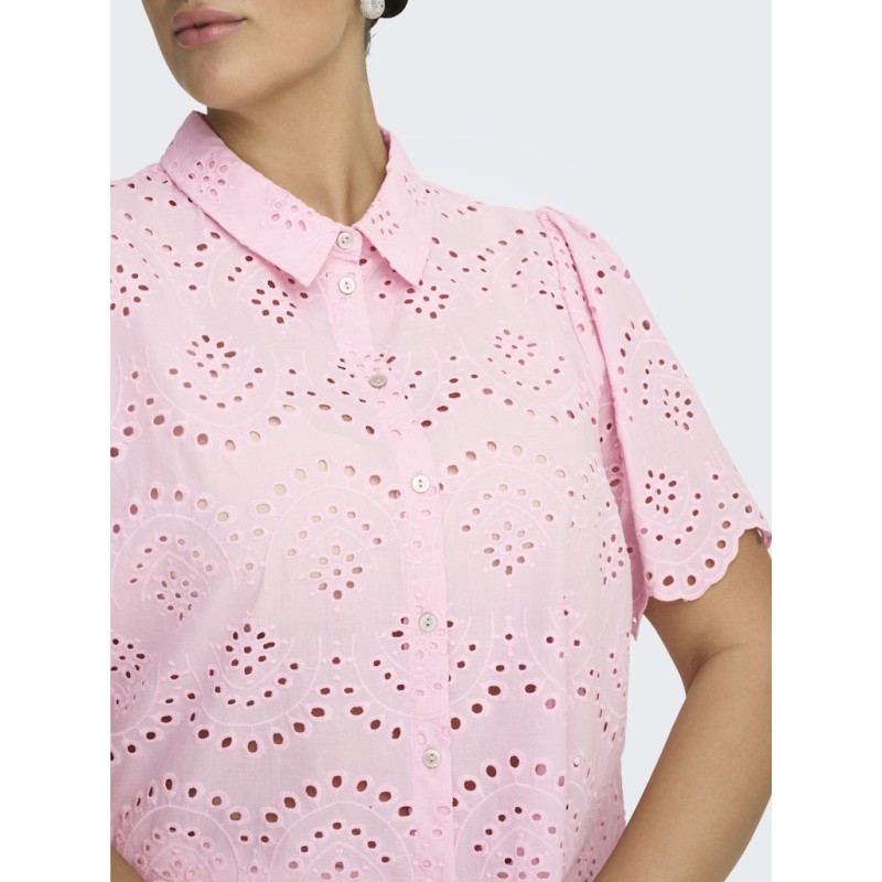 CARMAKOMA Valais Broderi anglaise skjorte - Pink Lady