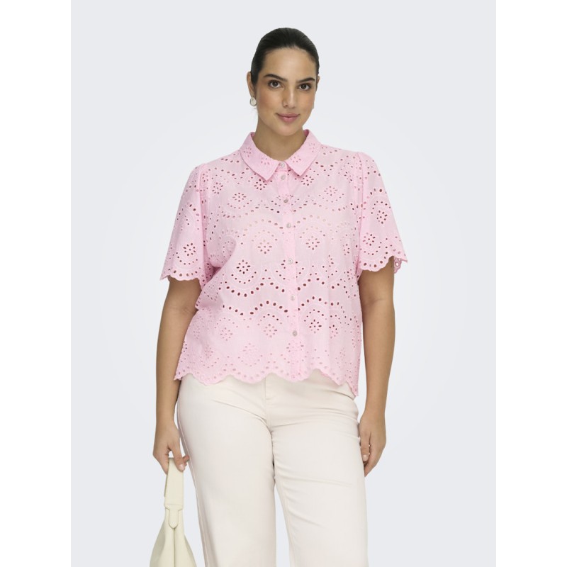 CARMAKOMA Valais Broderi anglaise skjorte - Pink Lady