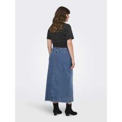 ONLY CARMAKOMA Irina Button Down Maxi Skirt - Medium Blue Denim